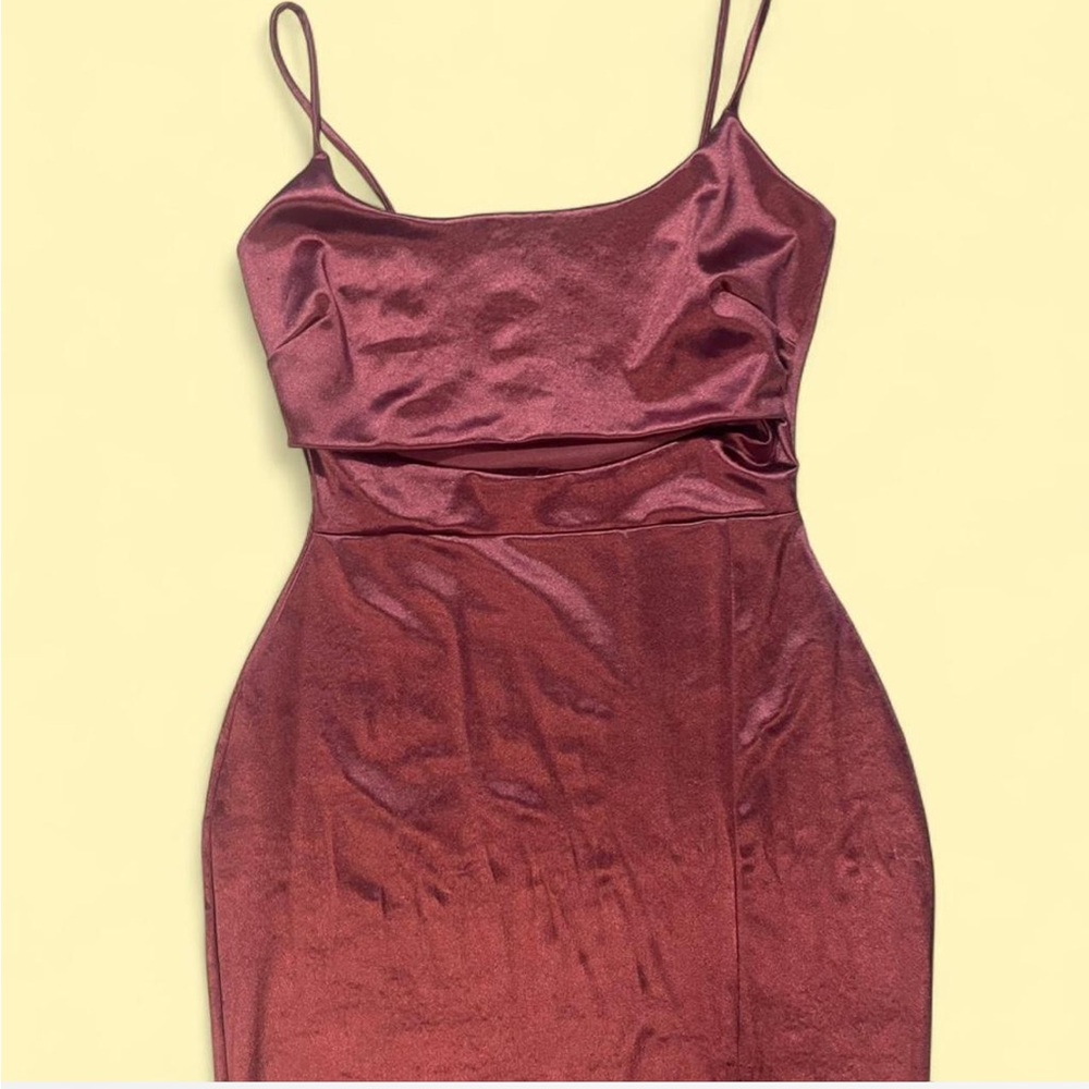 Elegant Dark Mauve Satin Dress